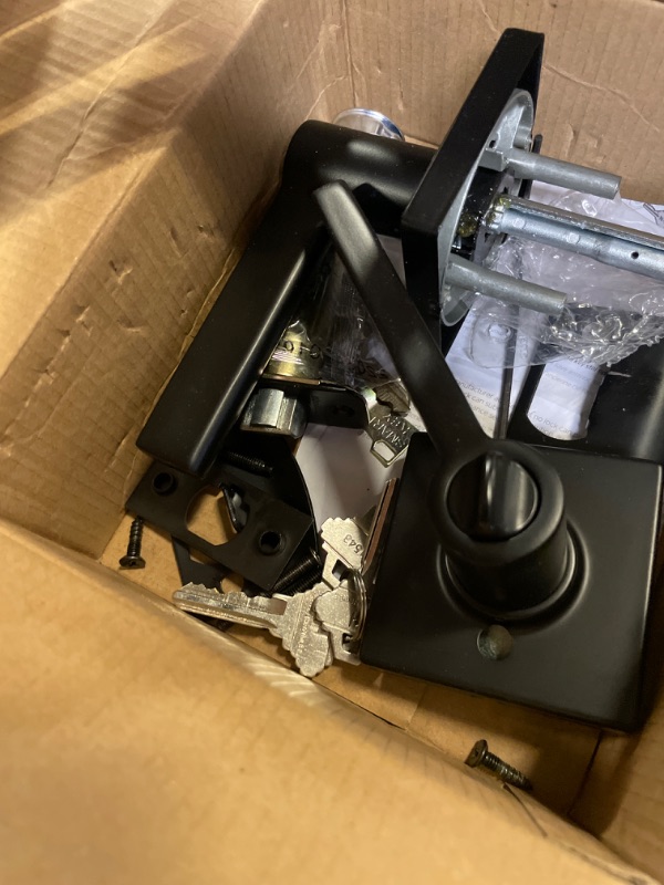 Photo 1 of *PARTS ONLY* Kwikset Casey Entry Door Handle with Lock and Key, Secure Keyed Reversible Lever Exterior, For Front Entrance and Bedrooms, Matte Black , Pick Resistant Smartkey Rekey Security and Microban Entry Matte Black 1 Pack