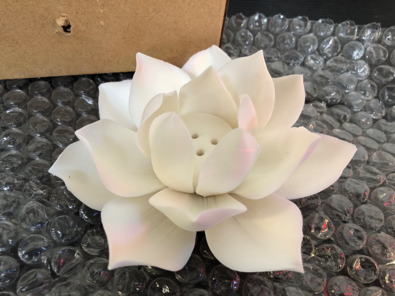 Photo 1 of  Handcrafted Ceramic Flowers White Lotus Artificial Sculpture Home Hanging 3D Wall Art Decor Decoration 3.3 inch
