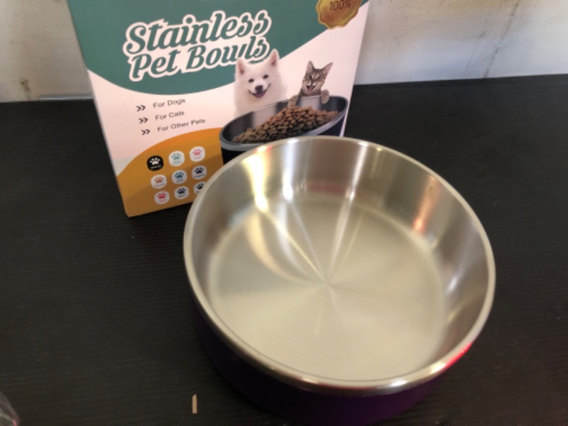 Photo 1 of  Dog Bowl, Stainless Steel Dog Food and Water Bowl with Non Slip Quiet Bottom 