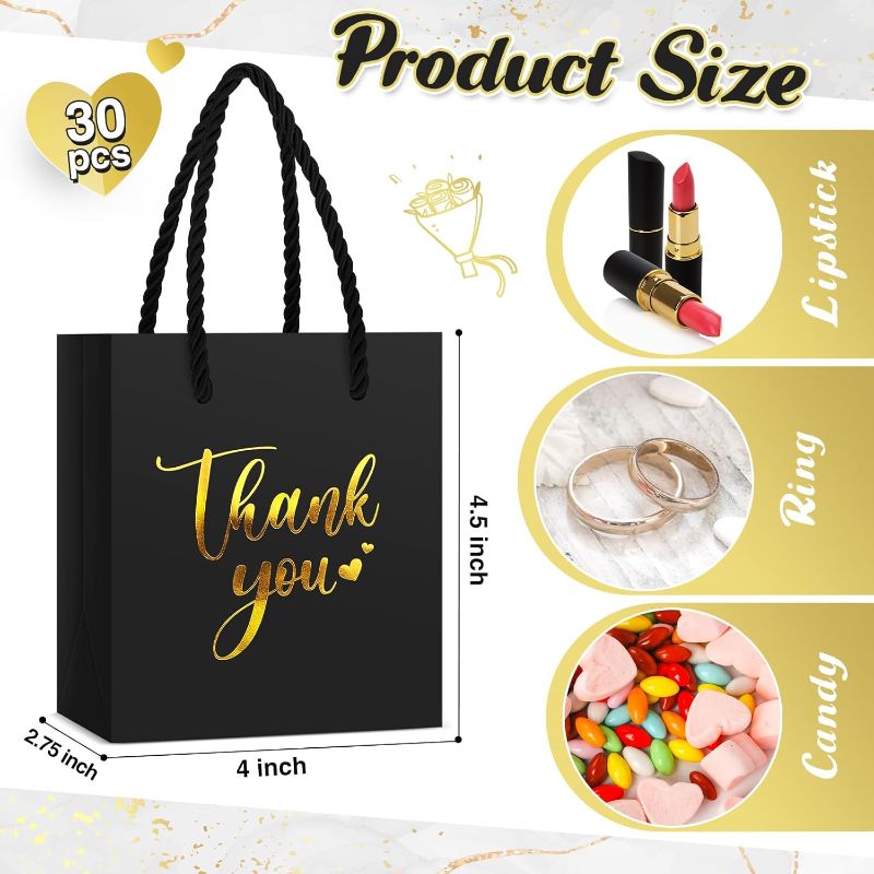 Photo 1 of 10 Pcs Mini Gift Bag with Handle 4 x 2.75 x 4.5'' Small Thank You Paper Bag 