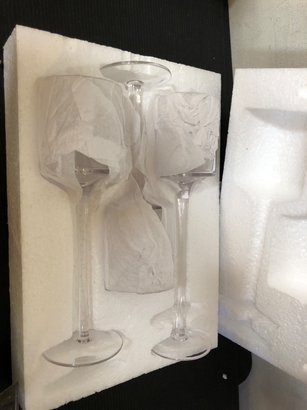 Photo 2 of  Elegant Trio Clear Glass Candlestick Holders. Luminary Glass Candle Holders Set.
