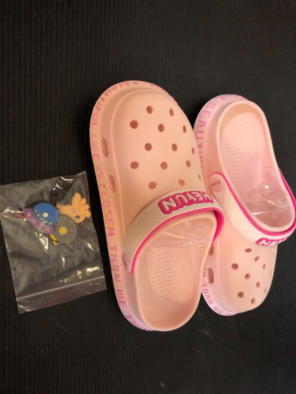 Photo 2 of 1.5--Kid's Cute Clogs Slides Boys Girls Slippers Beach Pool Shower Sandals Cartoon Garden Shoes 1.5 Big Kid Pink