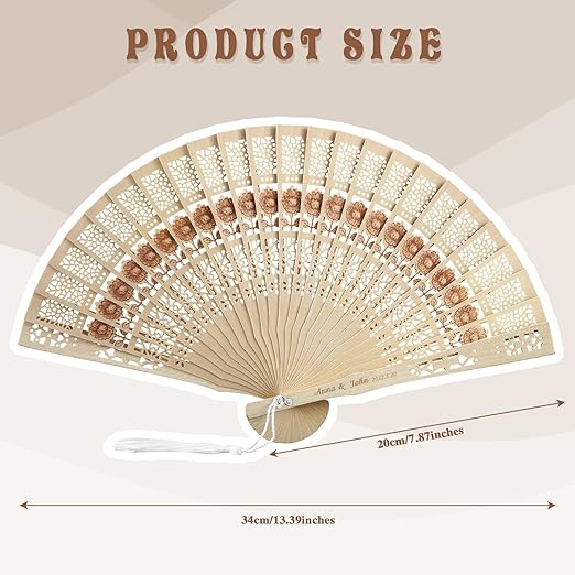 Photo 1 of 5 PCS Sandalwood Fan Wooden Folding Fan with Gift Bags and Tassels Sunflower Hand Fans for Weddings Birthday Christmas Baby Shower Party Favors Supplies