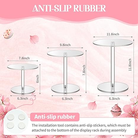 Photo 1 of  Acrylic Cake Stand Set 3 Pcs Round Clear