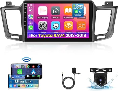 Photo 1 of [8 Core 4+64G] for Toyota RAV4 2013-2018 Car Radio with Wireless Carplay and Android Auto - 10.1 Inch IPS 1280 * 720 Touchscreen Android Car Stereo - DSP 32 EQ/WiFi/GPS + AHD Backup Camera