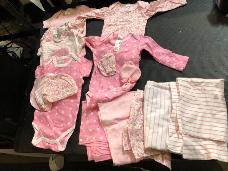 Photo 1 of  BABY GIRL BUNDLE - 16 PCS- LONG SLEEVE/SHORT SLEEVE /BURP RAGS/ BEENIES/MITTENS 