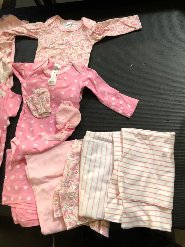 Photo 3 of  BABY GIRL BUNDLE - 16 PCS- LONG SLEEVE/SHORT SLEEVE /BURP RAGS/ BEENIES/MITTENS 