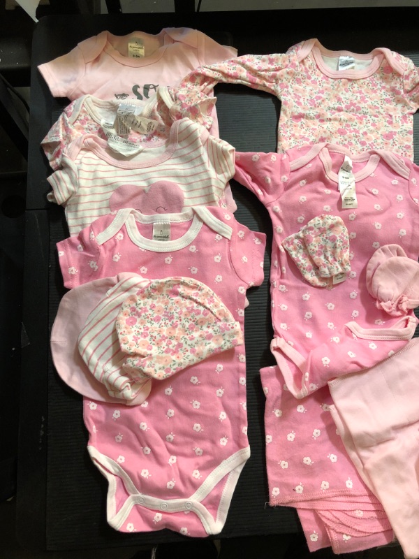 Photo 2 of  BABY GIRL BUNDLE - 16 PCS- LONG SLEEVE/SHORT SLEEVE /BURP RAGS/ BEENIES/MITTENS 