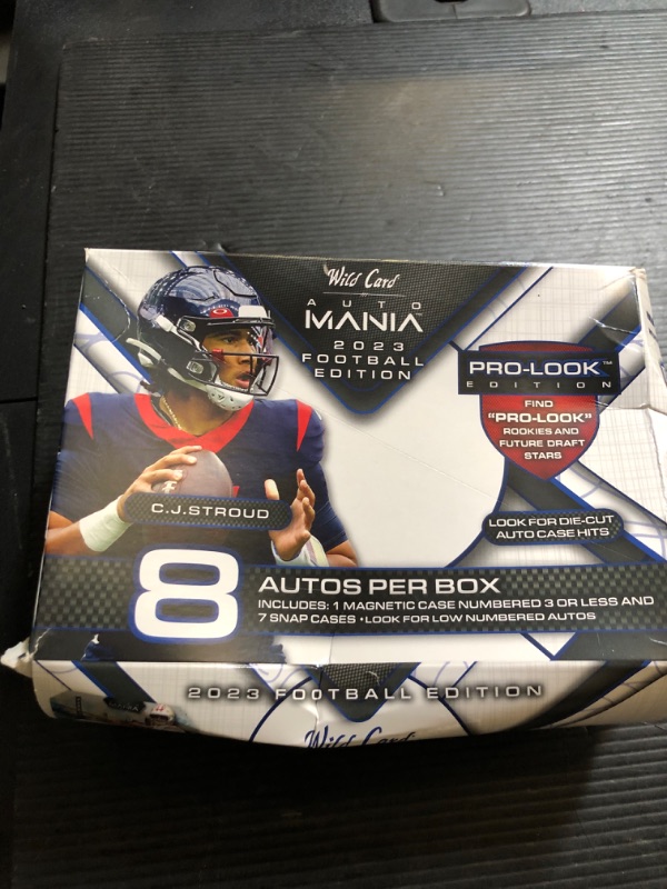 Photo 2 of  NO RETURNS - FINAL SALE 
2023 Wild Card Auto Mania Pro-Look Football Edition Box 8 Autographs Per Trading Card Box
