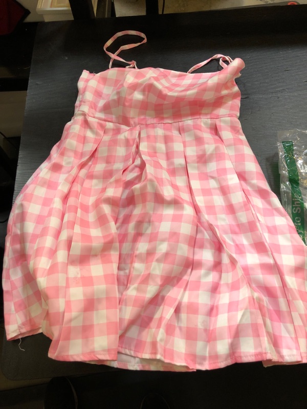 Photo 1 of  girls plaid pink dress- size 140 