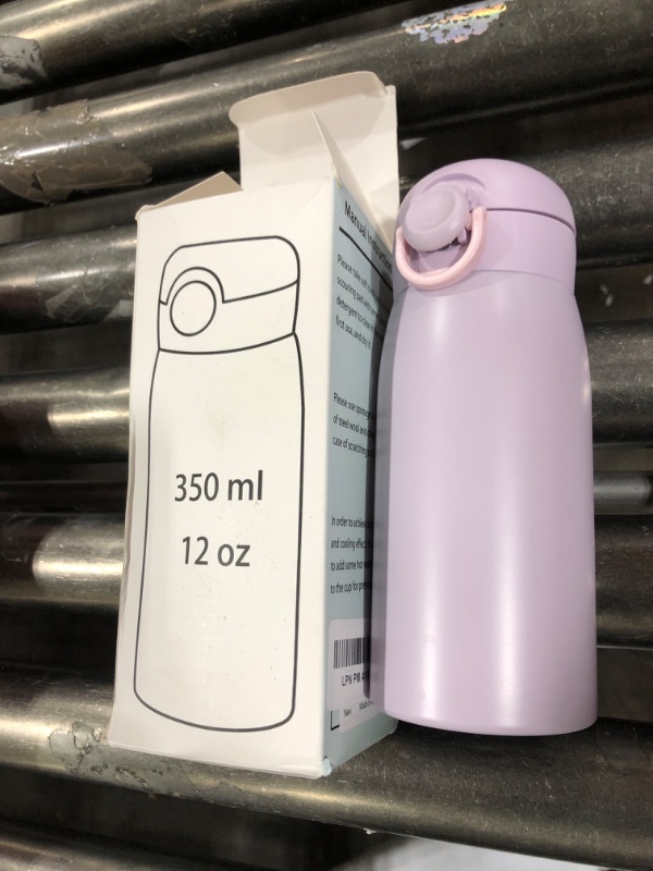 Photo 1 of 12 oz Mini Water Bottle Small Stainless Steel Thermoses - Insulated Vacuum, Leak Proof, Keeps Drinks Hot/Cold - Ideal for Coffee, beverage, Water - Purple