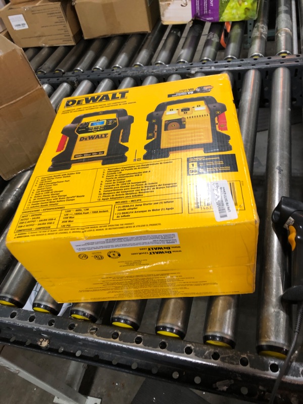 Photo 2 of DEWALT DXAEJ14-Type2 Digital Portable Power Station Jump Starter - 1600 Peak Amps with 120 PSI Compressor, AC Charging Cube, 15W USB-A and 25W USB-C Power for Electronic Devices