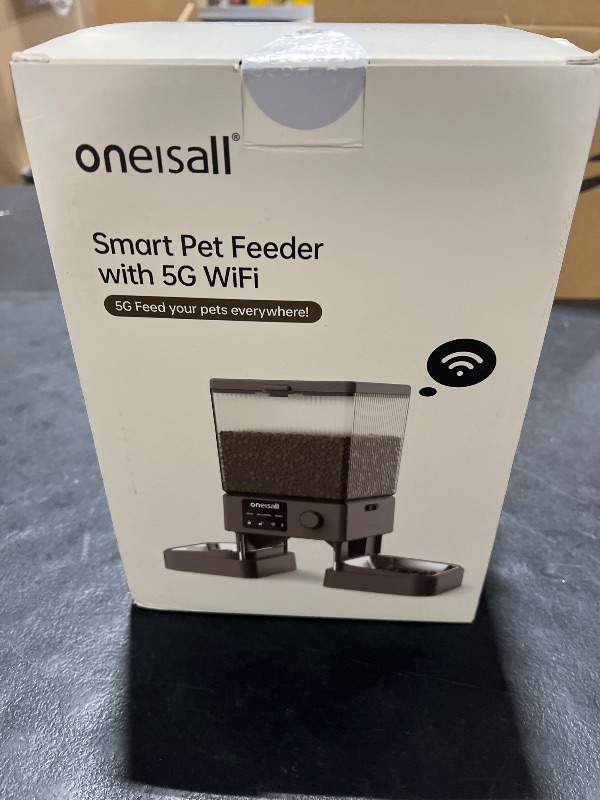 Photo 1 of oneisall Automatic Cat Feeder with 5G WiFi, Automatic Cat Food Dispenser for 2 Cats Small Pets, 20 Cups/5L Timed Dry Food Dispenser with APP Control