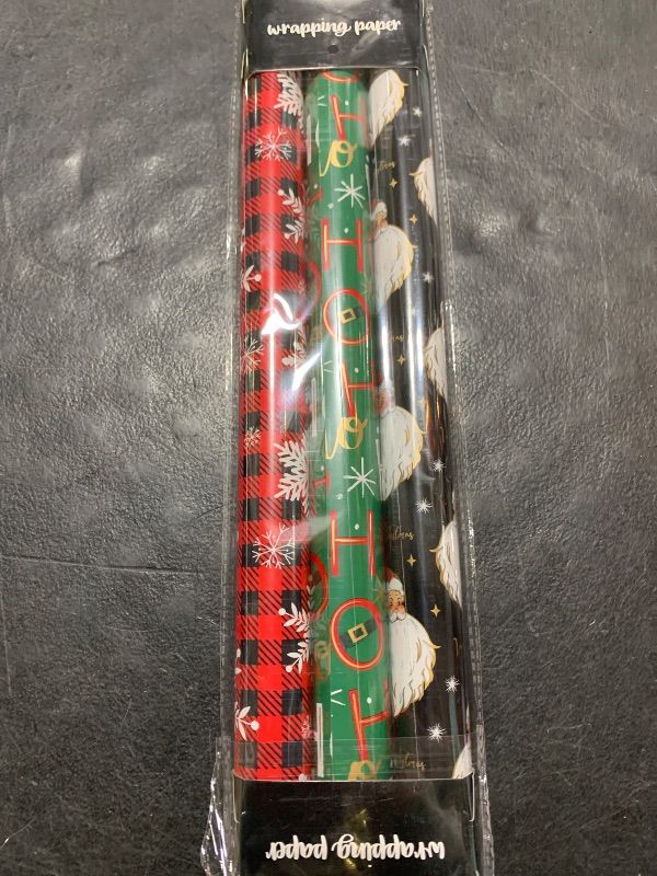 Photo 1 of Afucus Christmas wrapping paper, Snowflake, HO Santa Claus laugh theme, cute mini gift wrapping paper rolls for Christmas, parties (17 Inch X 120 Inch)