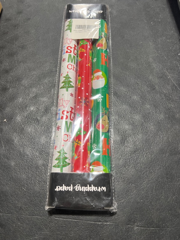 Photo 2 of Afucus Christmas Wrapping Paper, Mini Roll, Nutcracker, Christmas Tree, Candy Cane, Snowflake, Santa Gift Wrapping Paper Roll for Christmas, Party, Birthday, Holiday (17 Inch X 33 Feet)