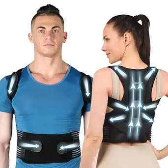 Photo 1 of Back Brace Posture Corrector for Men and Women,Adjustable Posture Back Brace for Upper and Lower Back Pain Relief, Adjustable Back Support for Scoliosis, Hunchback Correction (Medium)