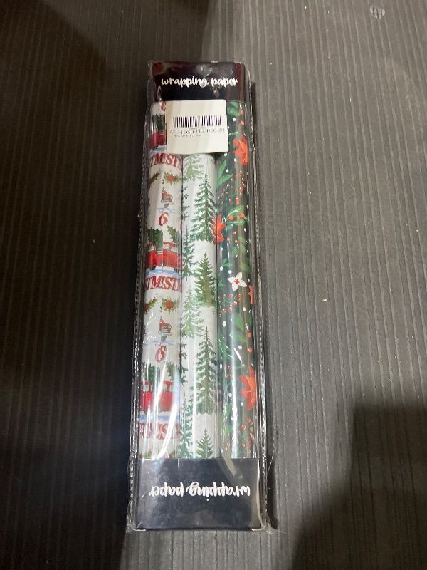 Photo 2 of Afucus Christmas Wrapping Paper, Mini Roll, Nutcracker, Christmas Tree, Candy Cane, Snowflake, Santa Gift Wrapping Paper Roll for Christmas, Party, Birthday, Holiday (17 Inch X 33 Feet)