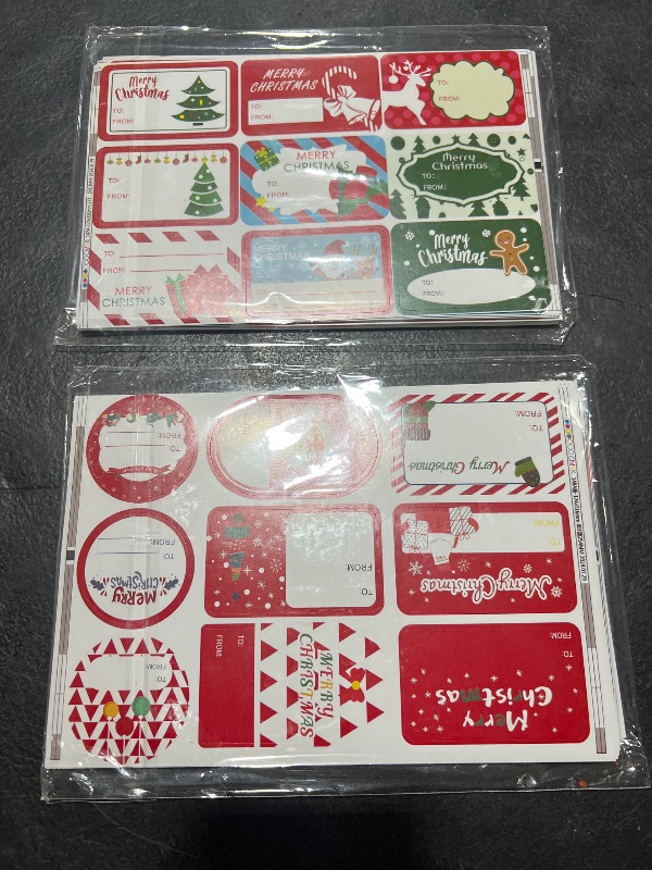 Photo 1 of  2 pack  Christmas Gift Tags Stickers for Christmas Presents, Christmas Name Tags Stickers Self Adhesive Christmas Labels for Christmas Holiday Wrapping Paper Xmas Gifts Bags