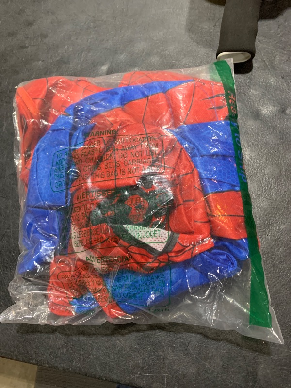 Photo 2 of Marvel Spider-Man Official Youth Halloween Costume - Padded Jumpsuit with Gloves, Boot Covers, and Detachable Mask (S) Multi