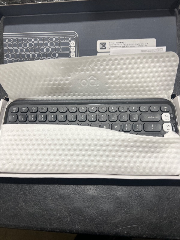 Photo 1 of Logitech POP ICON Keys Wireless Bluetooth Keyboard, Comfortable Typing, Programmable Keys, Easy-Switch Between up to 3 Devices, for Laptop, Tablet, PC – Graphite and White