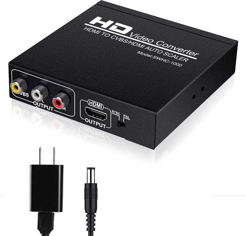 Photo 1 of  HDMI to RCA and HDMI Adapter Converter, NEWCARE HDMI to HDMI+3RCA CVBS AV Composite Video Audio Adapter/Splitter, with Power Adapter Support 1080P, PAL, NTSC, for HD TV, Older TV,Camera, Monitor, etc 