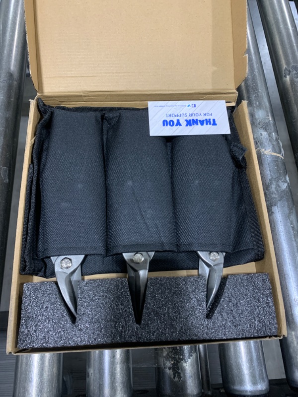 Photo 1 of HURRICANE 3 pc Aviation Tin Snips Set, Metal Cutter Shear for Cut Sheet Metal, Chrome Vanadium Steel, Straight Left and Right, Ergonomical TyreGrip Handle with Hang Hole and Safety Latch