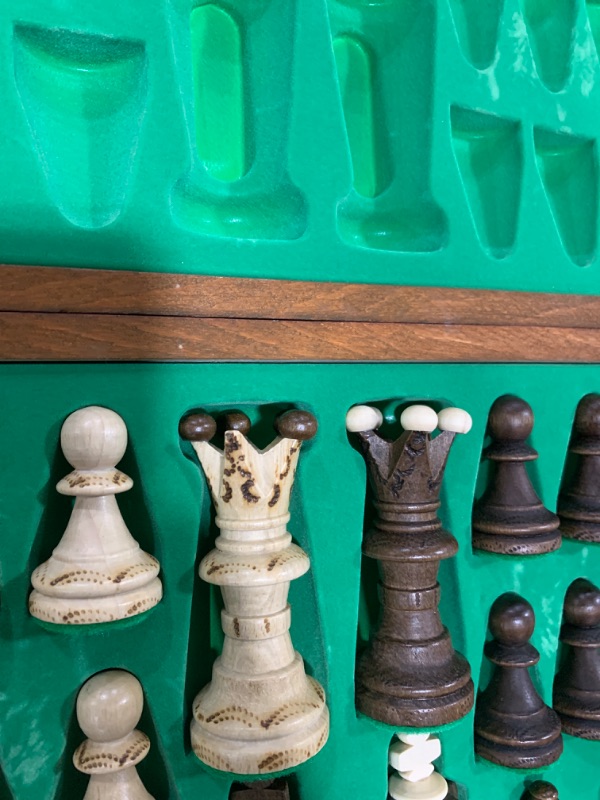 Photo 1 of Wegiel Handmade European Ambassador Chess Set - Wooden 21 Inch Beech & Birch Board with Felt Base - Carved Hornbeam & Sycamore Wood Chess Pieces