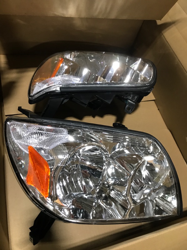 Photo 1 of ADCARLIGHTS Headlight Compatible with Toyota 4Runner 2003 2004 2005 Chrome Housing Amber Reflector Replacement Pair