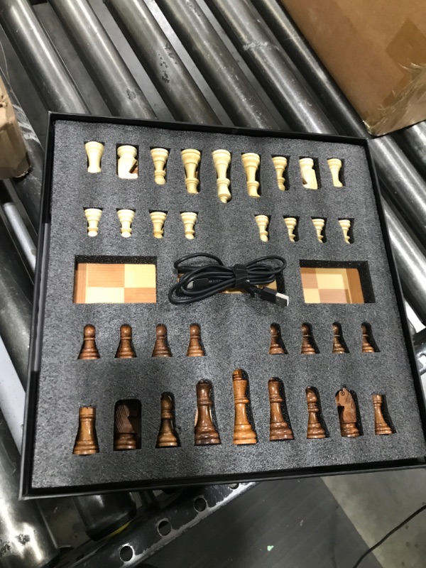 Photo 1 of Chessnut Air + Electronic Chess Set, A magnificently Full Wooden Wooden Chess Board with Extra Queens,LEDs, AI Adaptive Electronic Chess Set Game and App with Computer Chess Board
