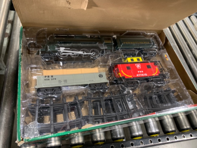 Photo 1 of Lionel Battery-Operated Pennsylvania Flyer Freight Toy Train Set with Bluetooth, Locomotive, Train Cars, & Track with Authentic Train Sounds, Lights, & Water Vapor Smoke Effects for Kids 4+