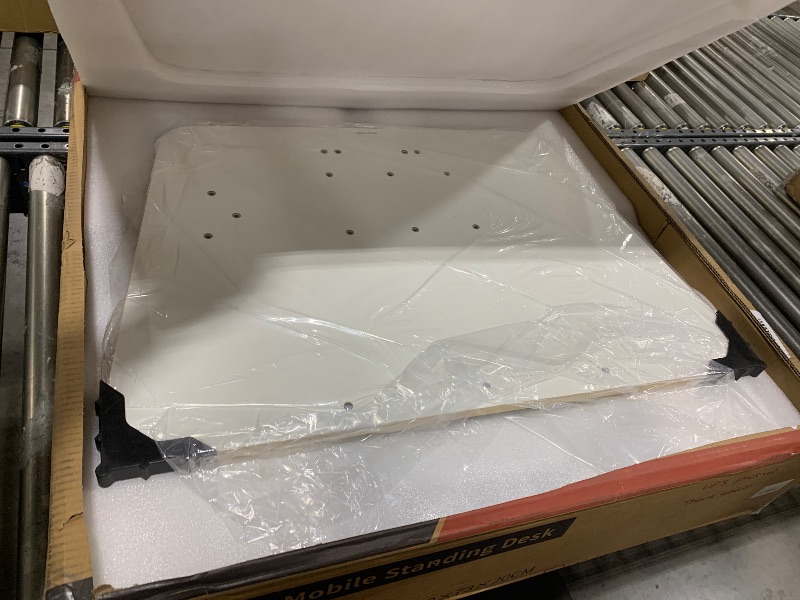 Photo 1 of JOY worker Foldable Mobile Standing Desk, Pneumatic Height Adjustable Sit Stand Desk, 90° Tiltable Rolling Laptop Desk, Portable Desk with Wheels Non-Slip Mat for Home Office, Holds Up to 22lbs