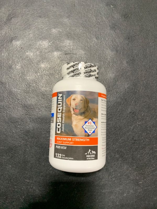 Photo 1 of Nutramax Laboratories Cosequin Maximum Strength Joint Health Supplement for Dogs - With Glucosamine, Chondroitin, and MSM, 132 Chewable Tablets - EXP 02/2028