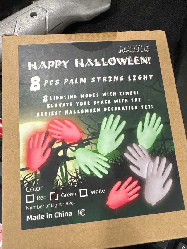 Photo 2 of [8 Modes & Timer] 8Pcs Halloween Decorations Outdoor Halloween Lights with Blood Hand Glowing Hanging Halloween Lights Outdoor Scary Halloween Decorations with 8 Modes for Tree Garden Porch Yard,Green