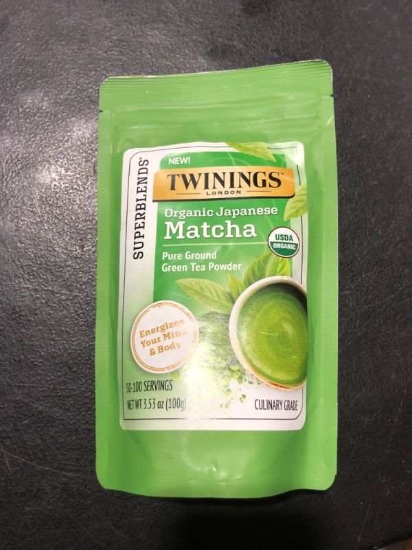 Photo 2 of Twinings Organic Japanese Matcha, Pure Ground Green Tea Powder Culinary Grade, 3.53 Ounce/100g Bag, Enjoy Hot or Iced - BBD 08 DEC 2024