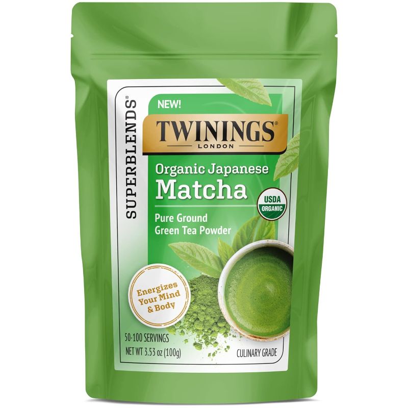 Photo 1 of Twinings Organic Japanese Matcha, Pure Ground Green Tea Powder Culinary Grade, 3.53 Ounce/100g Bag, Enjoy Hot or Iced - BBD 08 DEC 2024