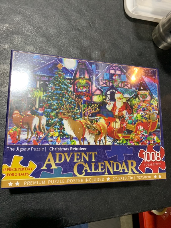 Photo 2 of Christmas Advent Calendar Puzzle 2024 24 Days of Countdown Jigsaw Puzzle Calendar -1008Pcs Family Game Deer Puzzles for Christmas Gift Toys Teens