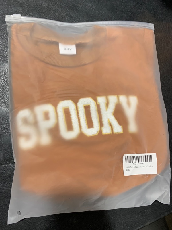 Photo 2 of ADXSUN Toddler Boy Girl Halloween Outfit Pumpkin/Spooky Sweatshirt Fall Hoodie Top Clothes Brown