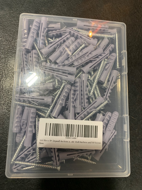 Photo 2 of 100-Piece 8# Drywall Anchors and Screws Set - Screws and Anchors for Drywall - Includes 50 Plastic Wall Anchors and 50 Screws for Simple Setup