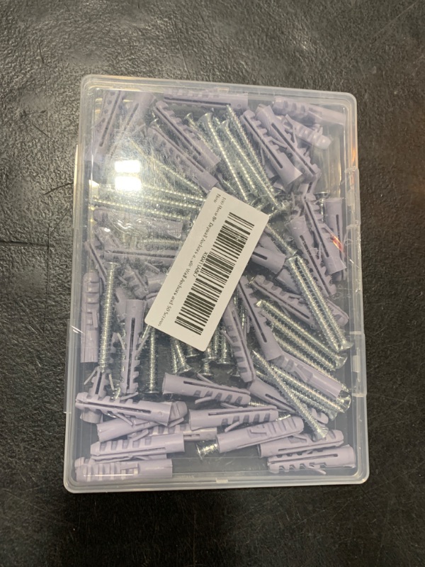 Photo 2 of 100-Piece 8# Drywall Anchors and Screws Set - Screws and Anchors for Drywall - Includes 50 Plastic Wall Anchors and 50 Screws for Simple Setup