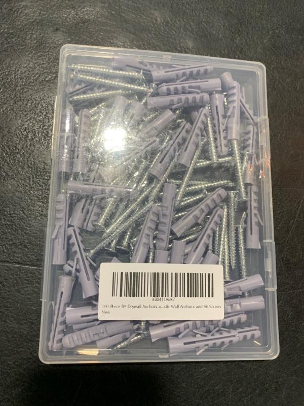 Photo 2 of 100-Piece 8# Drywall Anchors and Screws Set - Screws and Anchors for Drywall - Includes 50 Plastic Wall Anchors and 50 Screws for Simple Setup