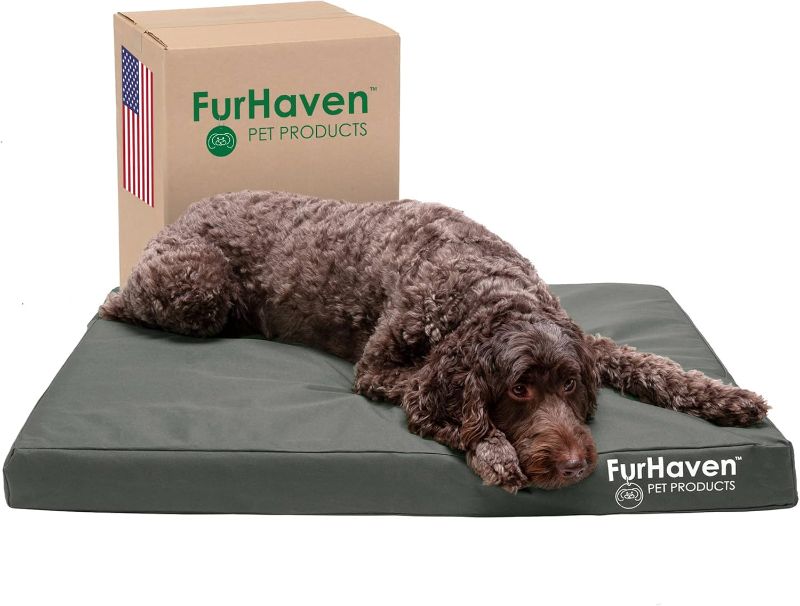 Photo 1 of Furhaven Water-Resistant Orthopedic Dog Bed for Large/Medium Dogs w/ Removable Washable Cover, For Dogs Up to 55 lbs - Indoor/Outdoor Logo Print Oxford...
