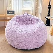 Photo 1 of  Faux Fur Comfy Bean Bag Cover for Living Room, Fluffy Stuffed Animal Storage