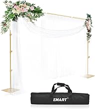 Photo 1 of EMART Heavy Duty Backdrop Stand, 8.5ft Height 10ft Width Adjustable Background Support Kit with Flat Steel Base for Photography, Photo Pipe and Drape Stand for Parties Birthday Video Studio - Gold
