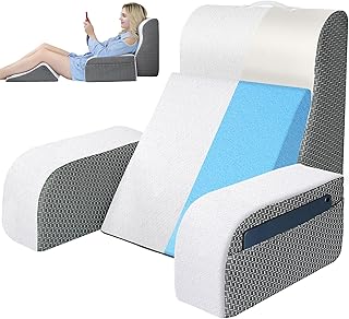 Photo 1 of Kayfia Reading Pillow for Sitting up 4 in 1 Backrest Pillow with Detachable Arms Rest, Bed Rest Pillow with Gel Memory Foam Back Pillow for Reading/Gaming/Working in Bed or Couch 19" (Grey, White)
