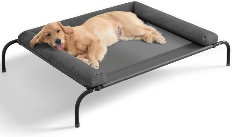 Photo 1 of  Elevated Dog Bed for Large Dogs, Portable Indoor & Outdoor Raised Dog Bed with Breathable Mesh, Chew Proof Pet Hammock Cots with Removable and Waterproof Bolsters XL