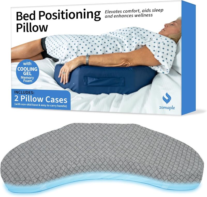 Photo 1 of Bedsore Positioning Pillow Wedge - Bedsore Prevention and Faster Recovery - Heat Regulating Bed Sore Cushion for Butt Lifting and Easy Positioning - 2 Non-Skid Removable Covers (Grey)
