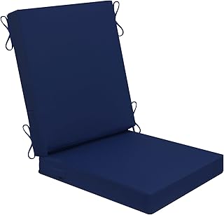 Photo 1 of AAAAAcessories Outdoor Seat Cushions for Patio Furniture, Waterproof Replacement Patio Chair Cushion Set, 20 x 20 x 3 + 20 x 24 x 3 Inch, Navy Blue
