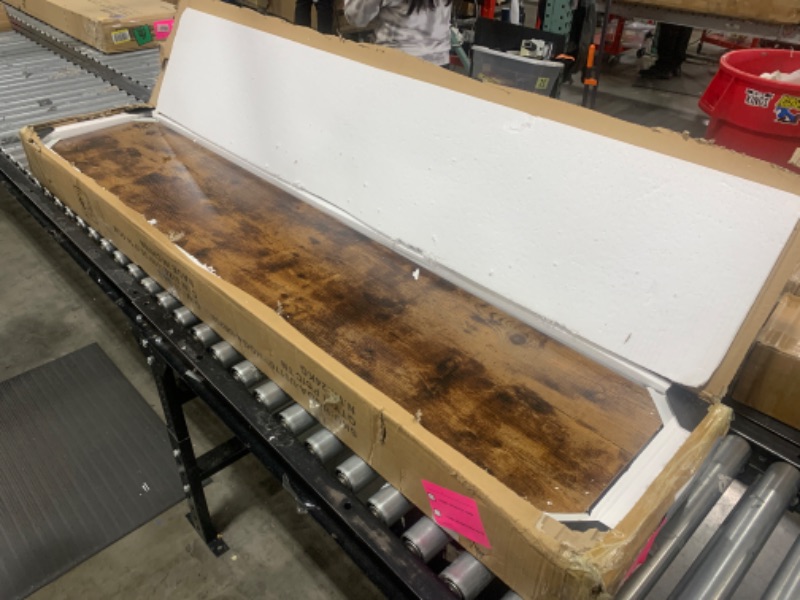 Photo 1 of Tribesigns Modern Computer Desk, 63 x 31.5 inch Large Office Desk Computer Table Study Writing Desk Workstation for Home Office, Rustic/Black 63*31.5 inch Rustic + Black