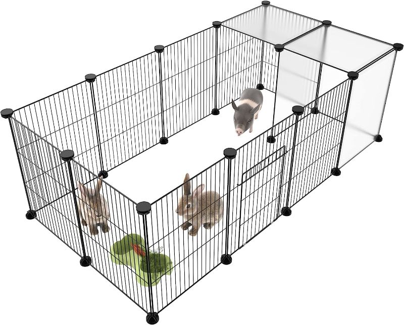 Photo 1 of HOMIDEC Pet Playpen,Small Animals Cage DIY Wire Portable Yard Fence with Door for Indoor/Outdoor Use,Puppies,Kitties,Bunny,Turtle 48" x 24" x 16"
