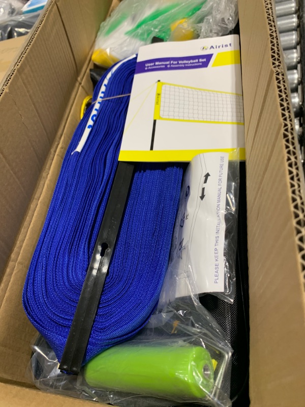 Photo 1 of Airist Heavy Duty Volleyball Net Outdoor with Steel Anti-Sag System, Adjustable Aluminum Poles, Professional Volleyball Nets Set for Backyard and Beach, Volleyball and Carrying Bag (Blue)